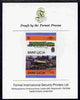 St Lucia 1986 Locomotives #5 (Leaders of the World) $1 4-6-2 City of Newcastle se-tenant pair imperf mounted on Format International proof card