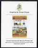 St Lucia 1983 Locomotives #1 (Leaders of the World) $2 Stephenson's Rocket se-tenant pair imperf mounted on Format International proof card
