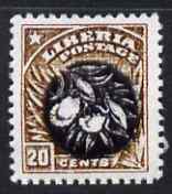 Liberia 1909 Pepper Plant 20c with centre inverted perf single being a 'Hialeah' forgery on gummed paper (as SG 256a)