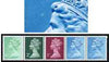 Great Britain 1971 Machin multi-value coil (6p,2p,1p,1/2p,1/2p) with constant variety 'retouch in background infront of forehead' on 2nd 1/2p (ex G3 coil roll ?) unmounted mint