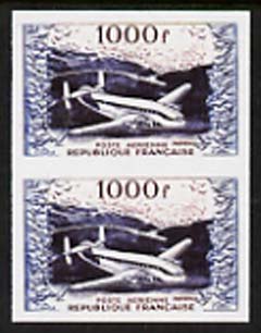 France 1954 Air - Provence Transport Plane 1000f,'Maryland' imperf pair 'unused' forgery, as SG 1197 - the word Forgery is either handstamped or printed on the back and comes on a presentation card with descriptive notes