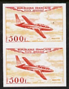 France 1954 Air - Magister 500f,'Maryland' imperf pair 'unused' forgery, as SG 1196 - the word Forgery is either handstamped or printed on the back and comes on a presentation card with descriptive notes