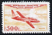 France 1954 Air - Magister 500f,'Maryland' perf 'unused' forgery, as SG 1196 - the word Forgery is either handstamped or printed on the back and comes on a presentation card with descriptive notes