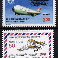 India 1986 Anniversary of Airmail Flight set of 2 unmounted mint, SG 1185-86*