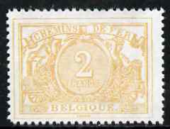 Belgium 1895 Railway Parcels 2f buff (top value),'Maryland' perf 'unused' forgery, as SG P108 - the word Forgery is either handstamped or printed on the back and comes on a presentation card with descriptive notes