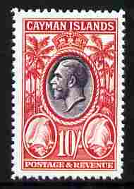 Cayman Islands 1935 KG5 Pictorial - Conch Shells 10s,'Maryland' perf 'unused' forgery, as SG 107 - the word Forgery is either handstamped or printed on the back and comes on a presentation card with descriptive notes
