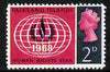 Falkland Islands 1968 Human Rights Year 2d with yellow omitted,,'Maryland' perf 'unused' forgery, as SG 228a - the word Forgery is either handstamped or printed on the back and comes on a presentation card with descriptive notes