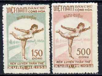 Vietnam - North 1958 Physical Edication set of 2 fine, unmounted mint SG N78-79