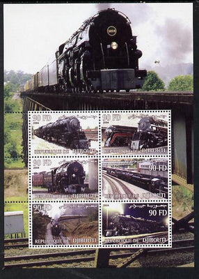 Djibouti 2004 Steam Locos perf sheetlet containing 6 values unmounted mint. Note this item is privately produced and is offered purely on its thematic appeal