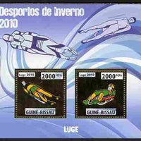 Guinea - Bissau 2010 Winter Olympic Sports - Luge perf sheetlet containing 2 values in gold unmounted mint