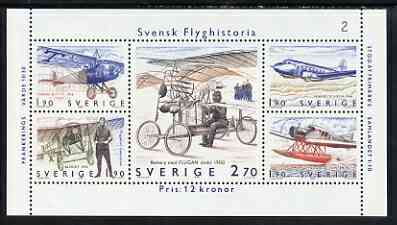 Sweden 1984 Swedish Aviation History miniature sheet of 5 stamps, fine unmounted mint SG MS1213