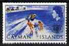 Cayman Islands 1967 Tourist Year 4d (Water Skiing) with gold (value etc) omitted,,'Maryland' perf forgery 'unused', as SG 205a - the word Forgery is either handstamped or printed on the back and comes on a presentation card with descriptive notes
