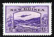New Guinea 1935 Junkers G.31F over Bulolo Goldfields £2 violet,,'Maryland' perf forgery 'unused', as SG 204 - the word Forgery is either handstamped or printed on the back and comes on a presentation card with descriptive notes