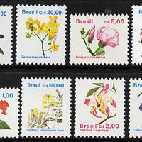 Brazil 1990 Flowers original set of 8 values, SG 2413-24
