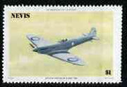 Nevis 1986 Spitfire $1 with red omitted,,'Maryland' perf forgery 'unused', as SG 372var - the word Forgery is either handstamped or printed on the back and comes on a presentation card with descriptive notes