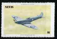 Nevis 1986 Spitfire $1 with red omitted,,'Maryland' perf forgery 'unused', as SG 372var - the word Forgery is either handstamped or printed on the back and comes on a presentation card with descriptive notes