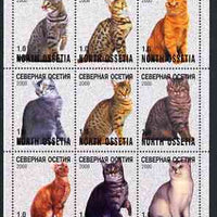 North Ossetia Republic 2000 Domestic Cats perf sheetlet containing 9 values unmounted mint