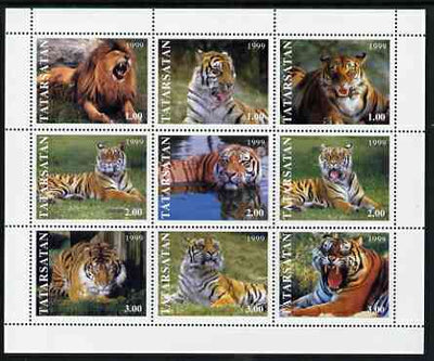Tatarstan Republic 1999 Tigers perf sheetlet containing 9 values unmounted mint