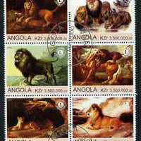 Angola 2000 Lions (with Lions Int Logo) set of 6 very fine cto used