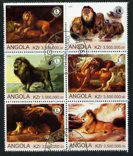 Angola 2000 Lions (with Lions Int Logo) set of 6 very fine cto used