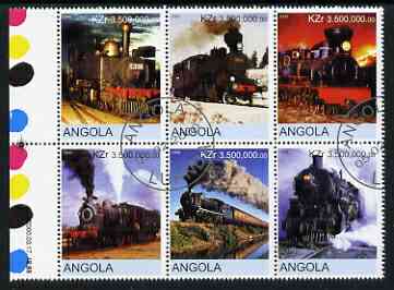 Angola 2000 Steam Locos #02 set of 6 very fine cto used
