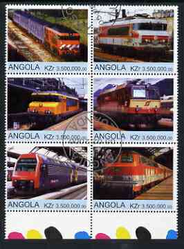 Angola 2000 Modern Trains #01 set of 6 very fine cto used