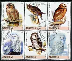 Angola 2000 Owls perf set of 6 very fine cto used