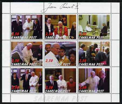 Estonia (Saaremaa) 2000 Pope John Paul II #2 perf sheetlet containing 9 values unmounted mint