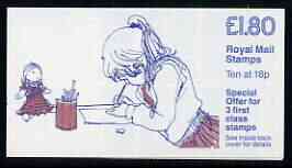 Great Britain 1987 Jolly Postman (Girl Drawing with Doll) £1.80 booklet complete with cyl numbers, SG FU5
