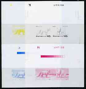 North Korea 1996 Polar Animals sheetlet #1 (containing Arctic Fox & Polar Bear) the set of 4 imperf progressive proofs comprising the 4 individual colours (magenta, yellow, blue & black) unmounted mint as SG N3597a