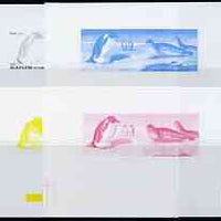 North Korea 1996 Polar Animals sheetlet #2 (containing Emperer Penguins & Leopard Seals) the set of 4 imperf progressive proofs comprising the 4 individual colours (magenta, yellow, blue & black) unmounted mint as SG N3599a