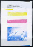 North Korea 1999 Mission Mars sheetlet containing 3 values - the set of 4 imperf progressive proofs comprising the 4 individual colours (magenta, yellow, blue & black) unmounted mint