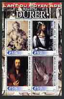 Ivory Coast 2003 Art of the Renaissance - Paintings by Albrecht Durer perf sheetlet containing 4 values unmounted mint