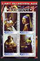 Ivory Coast 2003 Art of the Renaissance - Paintings by Jan Vermeer perf sheetlet containing 4 values unmounted mint