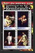 Ivory Coast 2003 Art of the Renaissance - Paintings by Rembrandt perf sheetlet containing 4 values unmounted mint
