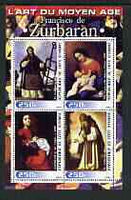 Ivory Coast 2003 Art of the Renaissance - Paintings by Francisco de Zurbaran perf sheetlet containing 4 values unmounted mint