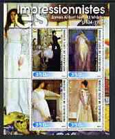 Ivory Coast 2003 Art of the Impressionists - Paintings by James Whistler perf sheetlet containing 4 values unmounted mint