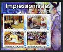 Ivory Coast 2003 Art of the Impressionists - Paintings by Edgar Degas perf sheetlet containing 4 values unmounted mint