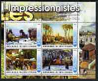 Ivory Coast 2003 Art of the Impressionists - Paintings by Camille Pissarro perf sheetlet containing 4 values unmounted mint