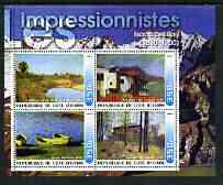 Ivory Coast 2003 Art of the Impressionists - Paintings by Isaac Levitan perf sheetlet containing 4 values unmounted mint