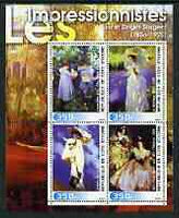 Ivory Coast 2003 Art of the Impressionists - Paintings by John Singer Sargent perf sheetlet containing 4 values unmounted mint