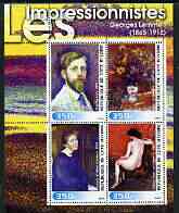 Ivory Coast 2003 Art of the Impressionists - Paintings by Georges Lemmen perf sheetlet containing 4 values unmounted mint