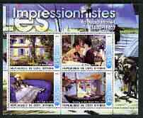 Ivory Coast 2003 Art of the Impressionists - Paintings by Edouard Manet perf sheetlet containing 4 values unmounted mint