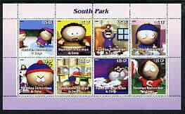 Congo 2003 South Park #2 perf sheetlet containing 8 x 125 CF values unmounted mint