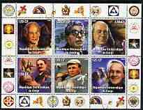 Congo 2003 Famous Persons of NY Masonic Lodge #1 perf sheetlet containing 6 values unmounted mint (John Glenn, Arnold Palmer)