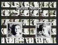 Kyrgyzstan 2003 Marilyn Monroe perf m/sheet containing 2 values (B&W) unmounted mint