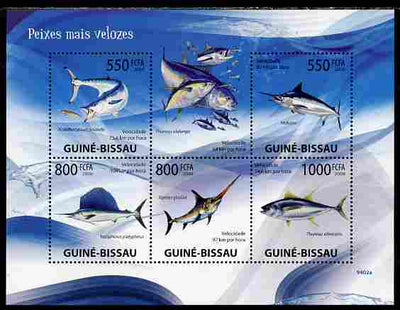 Guinea - Bissau 2009 Fish - Speed Records perf sheetlet containing 5 values unmounted mint Yv 2981-85