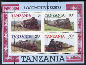 Tanzania 1985 Locomotives m/sheet with superb misplaced perforations unmounted mint (SG MS 434)