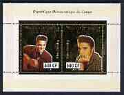Congo 2003 Elvis Presley perf sheetlet containing 2 x 500 CF values with embossed gold background, unmounted mint