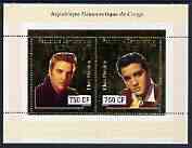 Congo 2003 Elvis Presley perf sheetlet containing 2 x 750 CF values with embossed gold background, unmounted mint